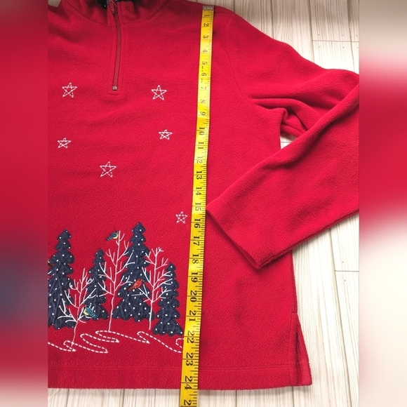 Breckenridge Forest Fleece Holiday Pullover in Red and Blue Quarter Zip Sz Med - Picture 7 of 11